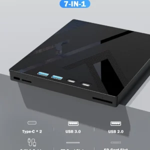 7 in 1 External Bluray Optical Drive for Laptop PC USB 3.0 Type-C BD DVD CD-RW Player Portable Burner with SD/TF Card Slot