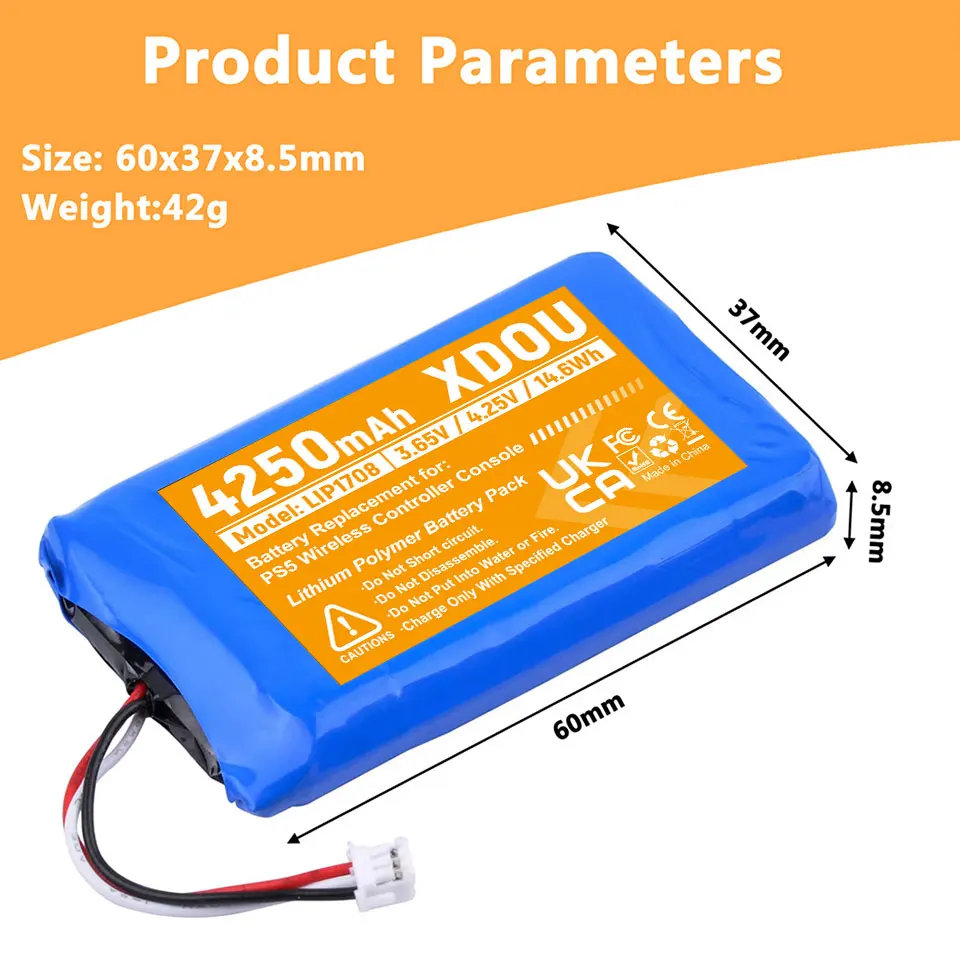 XDOU Brand-New 4250mAh Rechargeable Battery For Sony PS5 LIP1708 CFI-ZCT1W DualSense Game Controllers Higher Power 8 kf S6c42367bc82347bf87c2c6306e60221cR