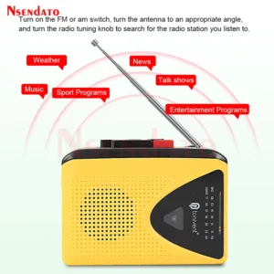 Cassette Tape Player With AM FM Broadcasting Radio Cassette Tape Player Converter Sound Recorder With Speaker 3.5mm Headphone