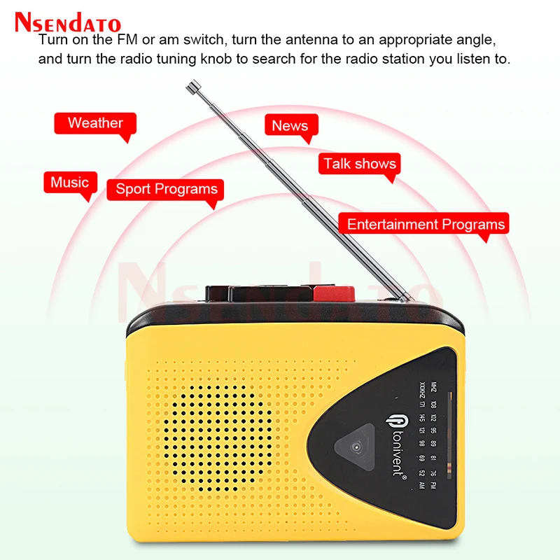 Cassette Tape Player With AM FM Broadcasting Radio Cassette Tape Player Converter Sound Recorder With Speaker 3.5mm Headphone