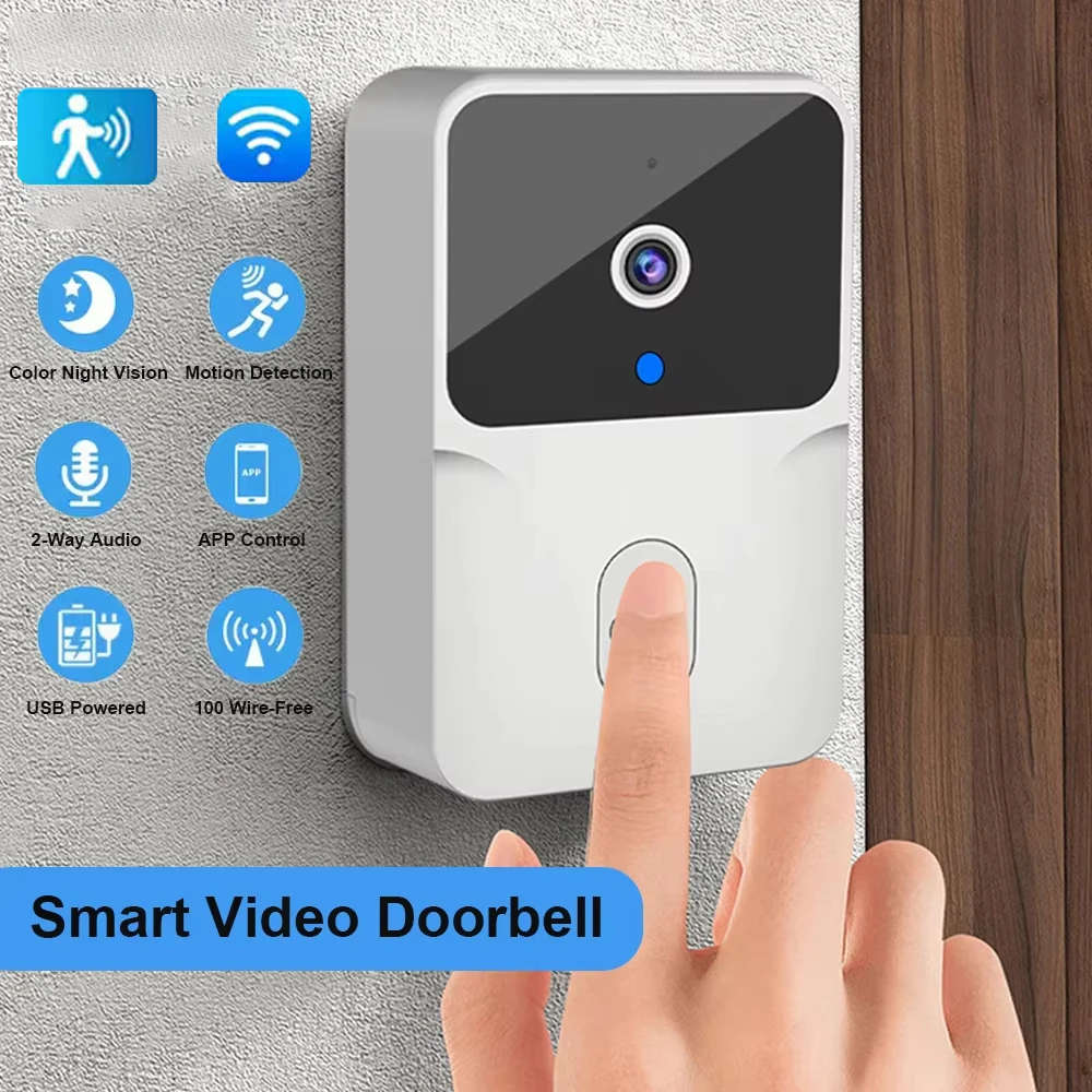 kf-S7262e7c81c304b67bc6b904ac9d59c03o WiFi Video Doorbell Wireless HD Camera IR Alarm Security Smart Home Door Bell WiFi Intercom for Home