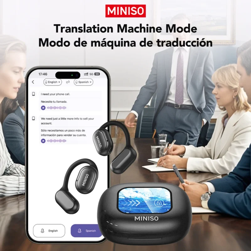 MINISO X30 Wireless Headphones Bluetooth Translation Earbuds Chat Headset Office Travel,real-time Translate Equalizer APP