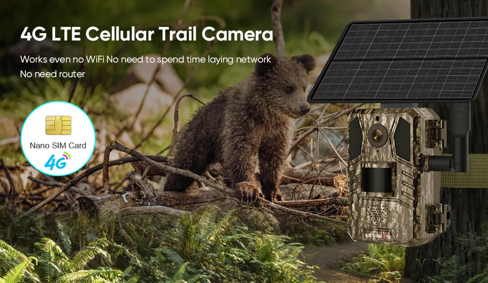 LS VISION Solar Hunting Trail Camera 14MP 4G SIM Card IP66 Waterproof 20M PIR Motion Detection Wildlife Camera IR Night Vision 10 kf S7b9316efa905470a884819ff7de74c36j