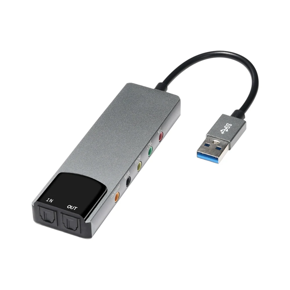 kf-S7f2ac5e60d2d4df4bcb6983e67899c99s 6-in-1 USB External Optical Sound Card Multifunction Audio Converter Adapter for Notebook Aluminium Sound Card