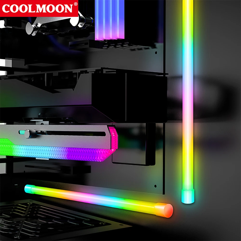 COOLMOON ARGB PC Case LED Strip Magnetic Computer Light Bar 5V/3PIN Small 4Pin ARGB Motherboard Light-Strip DIY Lamp Bar 18 kf S802f03cb57c04dae94f4afc4aad653980