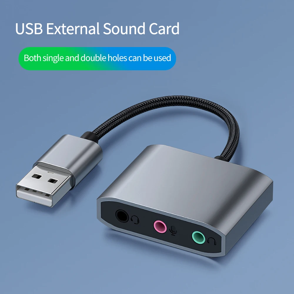 3 IN 1 External USB Sound Card Audio Jack 3.5mm Cable Adapter 3 Ports HIFI Sound for Microphone Speaker Headset PC Laptop
