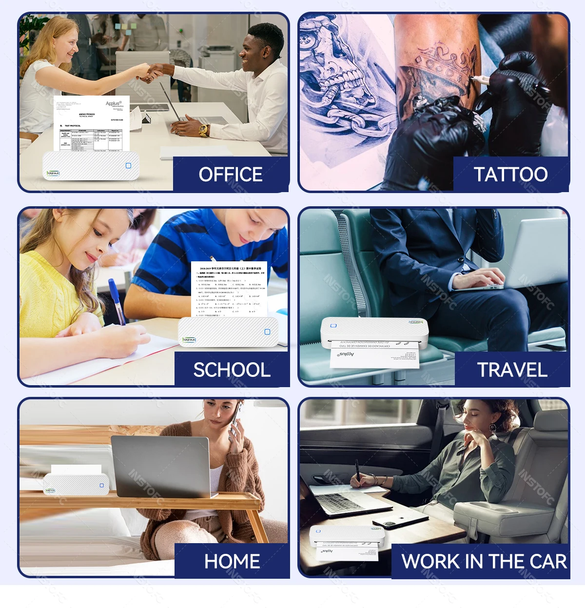 Portable A4 Thermal Printer Bluetooth Photos PDF Document Printing Machine Folded Rolls Paper For Office Work Home School Travel 11 kf S881520832c2e48ffa5c7c121be482513Q