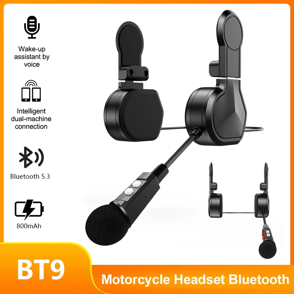 New Bt9 Motorcycle Bluetooth Helmet Headset Double Ears 800Mah 5.3Bt Waterproof Voice Control Hands-Free Call Music Player