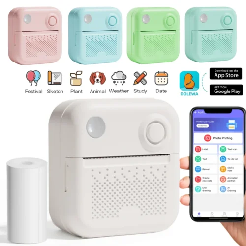 Dolewa D3 Portable Printer Thermal Paper Stickers Paper Mini Printers Labels Maker Printer for Error Printing Photo Printing