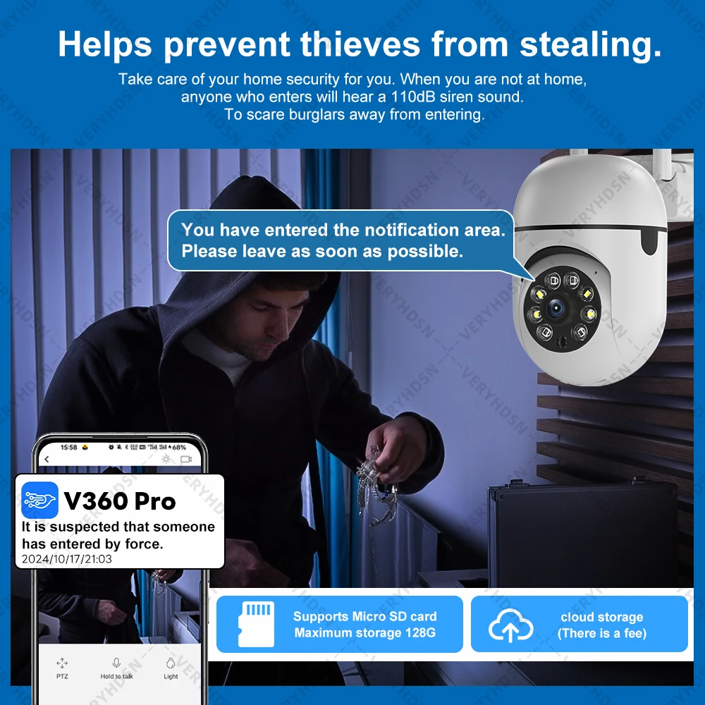 3MP WIFI IP Cameras Outdoor Surveillance Video Human Detection CCTV Security 4X Digital Zoom Wireless Monitor Audio Night Vision