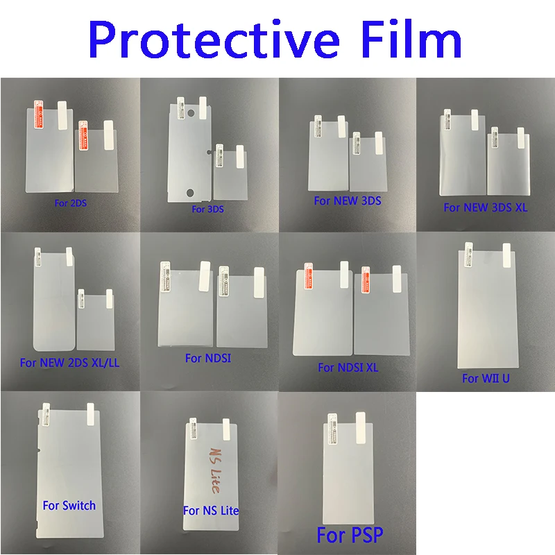 Top Bottom HD Clear Protective Film For DSi XL NDSL 2DS 3DS New 3DS XL PSP 1000 2000 3000 Wii U Swtich Lite LCD Screen Protector