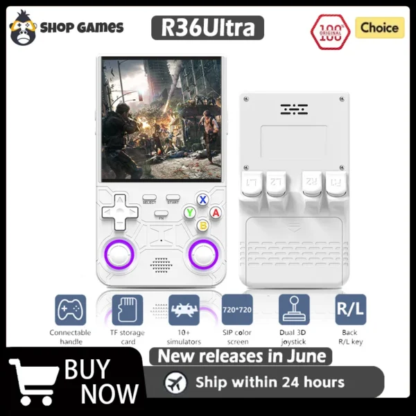 2025 R36 Ultra Open Source R36S Video Game Console Linux System 4.0 Inch IPS Screen Portable Pocket Video Player 64G best Games