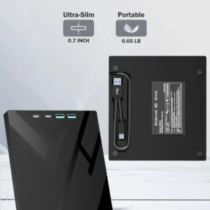 7 in 1 External Bluray Optical Drive for Laptop PC USB 3.0 Type-C BD DVD CD-RW Player Portable Burner with SD/TF Card Slot