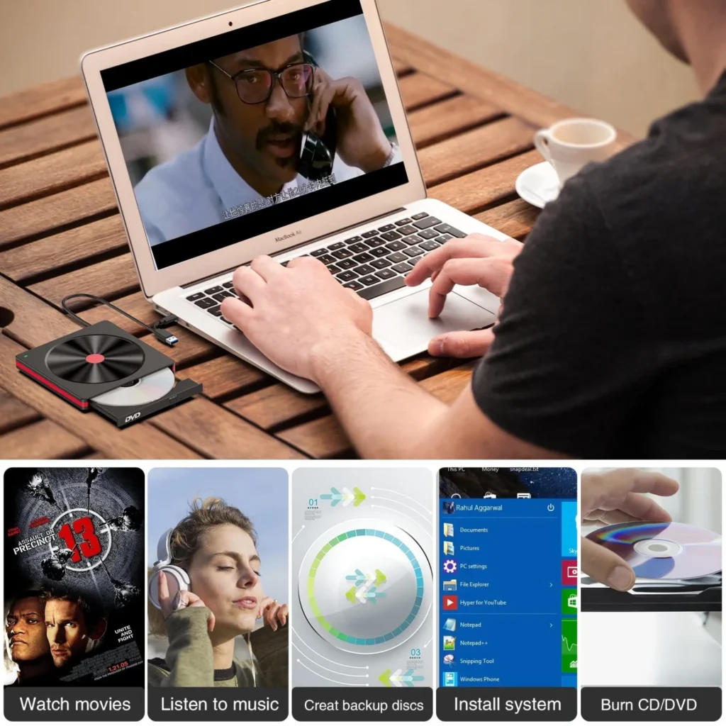 External CD/DVD Drive,USB 3.0 CD DVD +/-RW Burner CD ROM External DVD Drive CD Reader DVD Player for PC Laptop Desktop