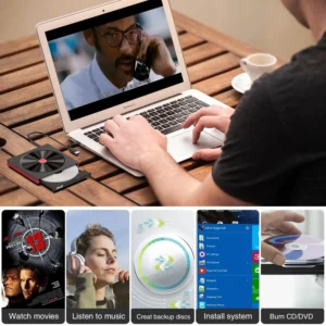 External CD/DVD Drive,USB 3.0 CD DVD +/-RW Burner CD ROM External DVD Drive CD Reader DVD Player for PC Laptop Desktop