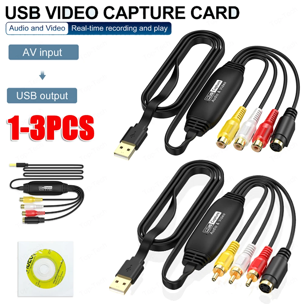 USB Video Capture Card VHS TV DVD VCR Audio Capture Adapter Card RCA To USB Video Converter for Mac PC