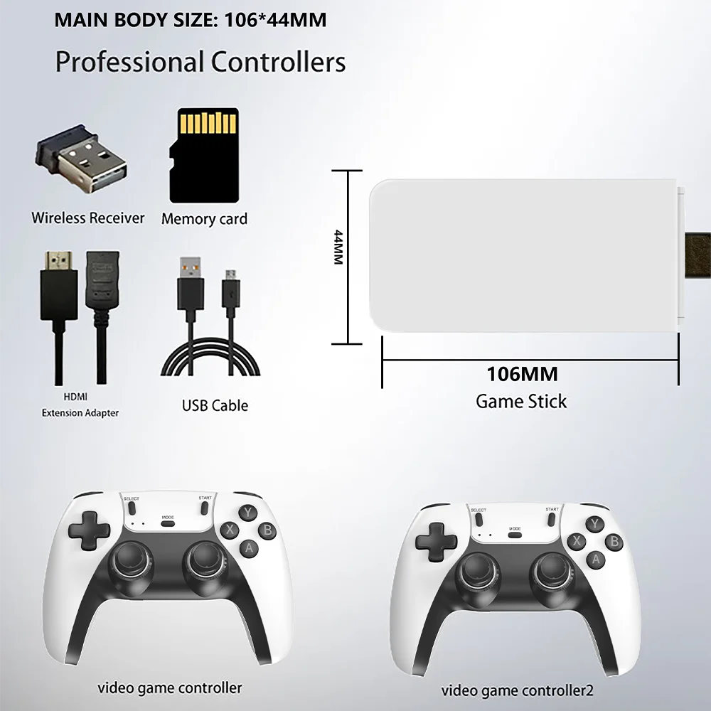 New 4K TV Game Stick M15 ultra 64G 128G Handheld Game Player 2.4G Dual Wireless Controller 50000+ Games Family Game Player