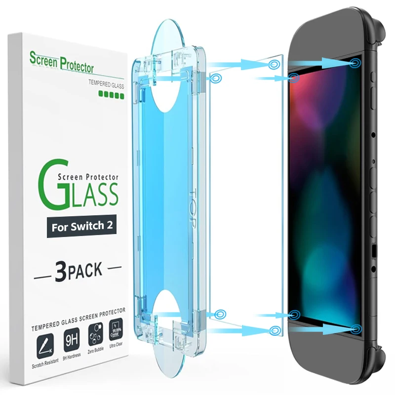 Screen Protector for Nintendo Switch2 Easy Installation Tempered Glass Film Anti-Scratch Protective Film for Switch2 Accessories