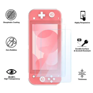 2 Pcs Tempered Glass Switch Screen Protector Premium HD Clear Anti-Scratch Screen Protector for NS Switch/lite/OLED