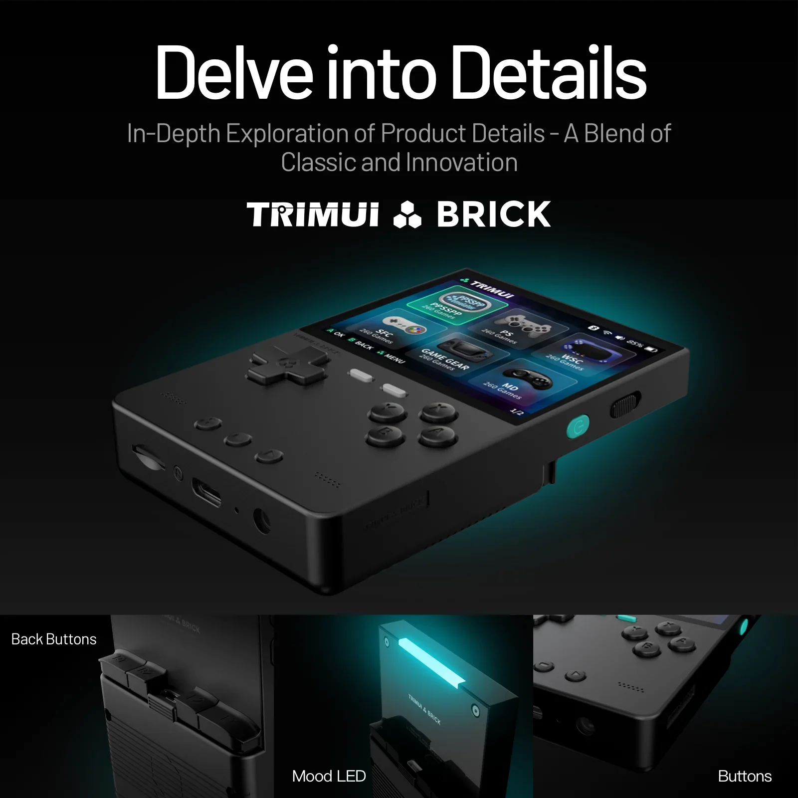 TRIMUI BRICK Handheld Game Console 3.2'' IPS Screen Linux System Trimui UI Metal Back Panel Key LED Lighting Free Keycap Gifts 12 kf Sa75b924d3f6c4d7e914218fd0568e7ccp