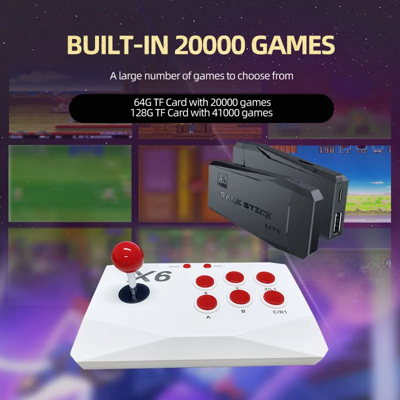 Arcade Video Game Console 4K TV Game Stick with Double Arcade Joysitck Games For MAME/Sega/PS1/Atari Game Machine Kid Gift