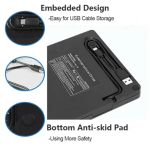 External Blu-ray Drive for Laptop PC Windows 11 10 Mac BD/CD/DVD -/+RW Optical Drives with Storage Bag DVD Burner Player Reader