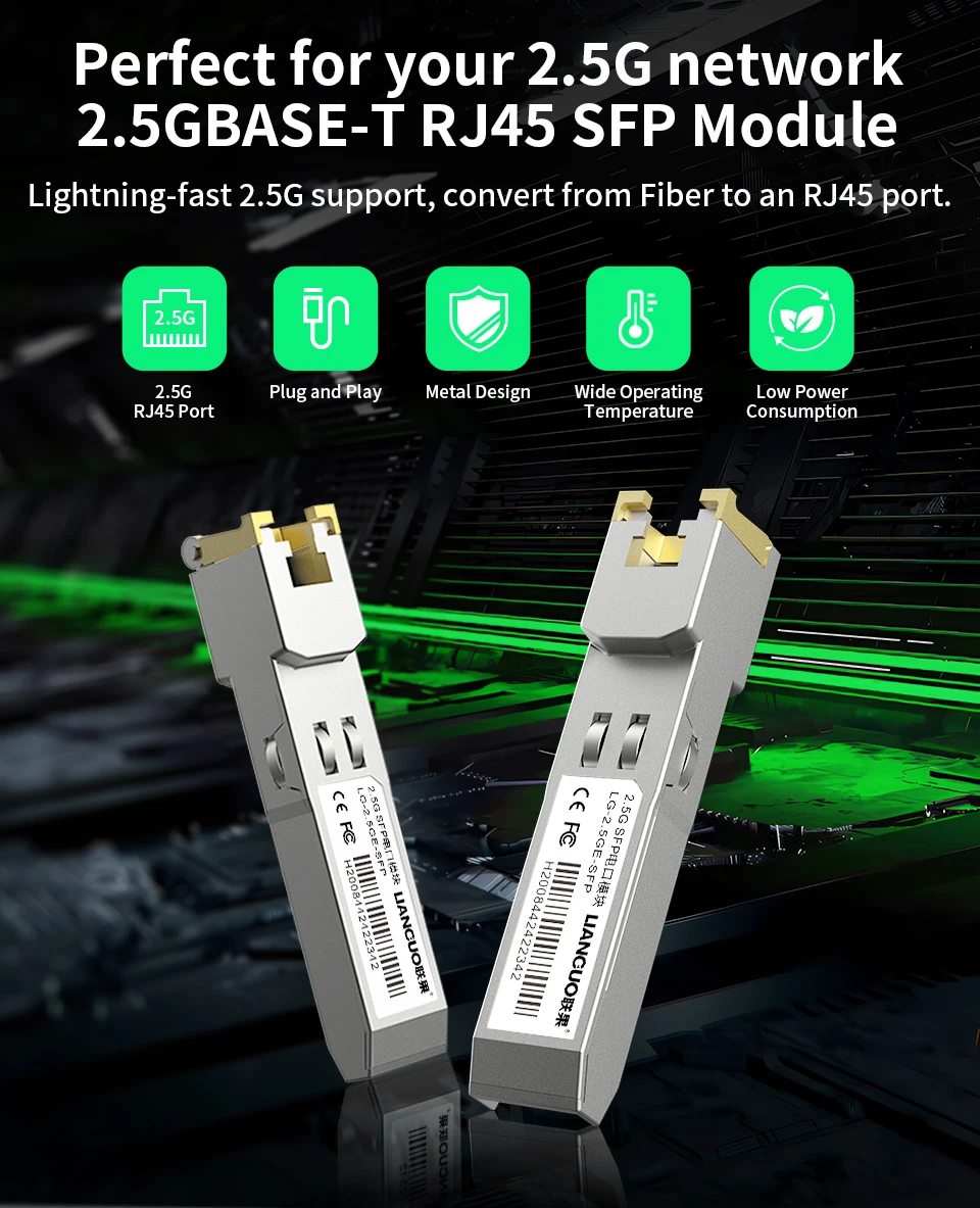 HORACO 10G SFP+ Module 2.5G Copper SFP Modules Optical Port Turn to RJ45 Ethernet Port Gigabit 1000M Transceiver Module 3 kf Sa94bed0e206c4149a8b2877a0d5ce08fD