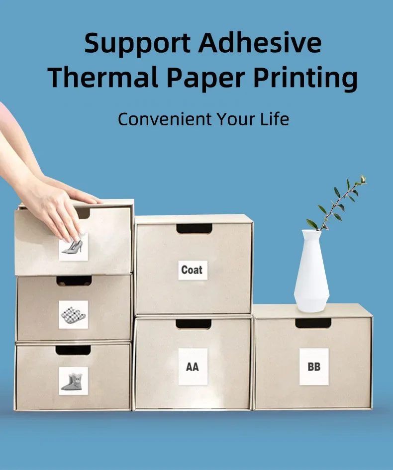 Portable thermal printer mini cat print photo pocket thermal label printer 58mm printing wireless Bluetooth Android iOS printers 12 kf Sab4e5ec3dee24de08a96cb18c473d30dl