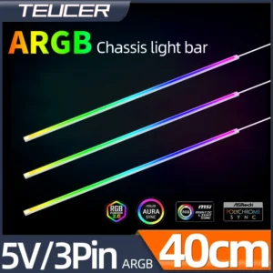5V 3PIN ARGB LED Light Bar Colorful Atmosphere 40cm 3M Adhesive backing Flexible DIY Lamp Strip for PC Computer Case Chassis
