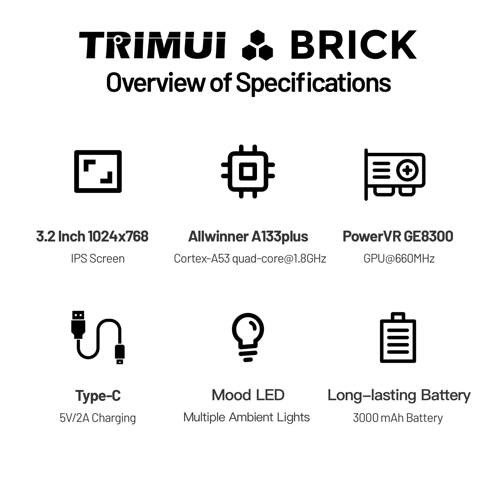TRIMUI BRICK Handheld Game Console 3.2'' IPS Screen Linux System Trimui UI Metal Back Panel Key LED Lighting Free Keycap Gifts 8 kf Sae5b2c2649834bc7a390afc1b074b788d