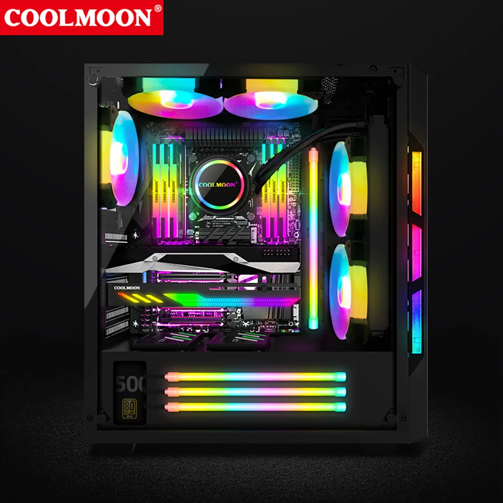 COOLMOON ARGB PC Case LED Strip Magnetic Computer Light Bar 5V/3PIN Small 4Pin ARGB Motherboard Light-Strip DIY Lamp Bar 19 kf Saf79041ea83e452794beec31adbab044t