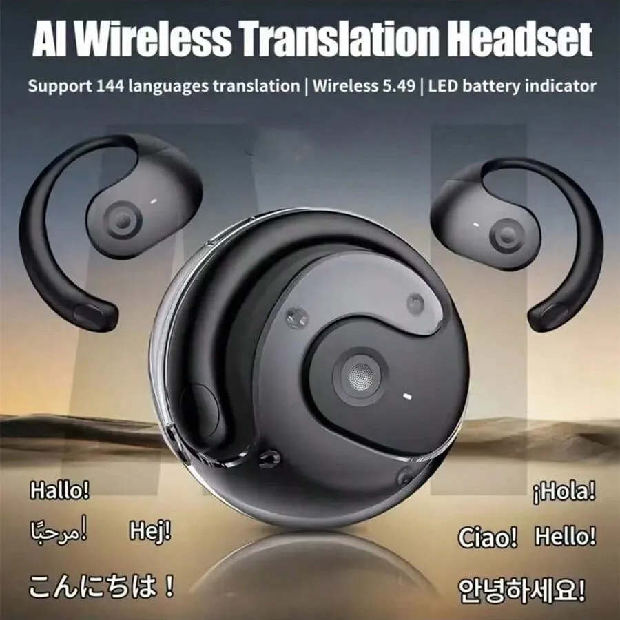Translation Earbuds - 144 Languages & Accents, Real-Time Wireless Headphones with Type-C Charging Case, Ideal for Travel