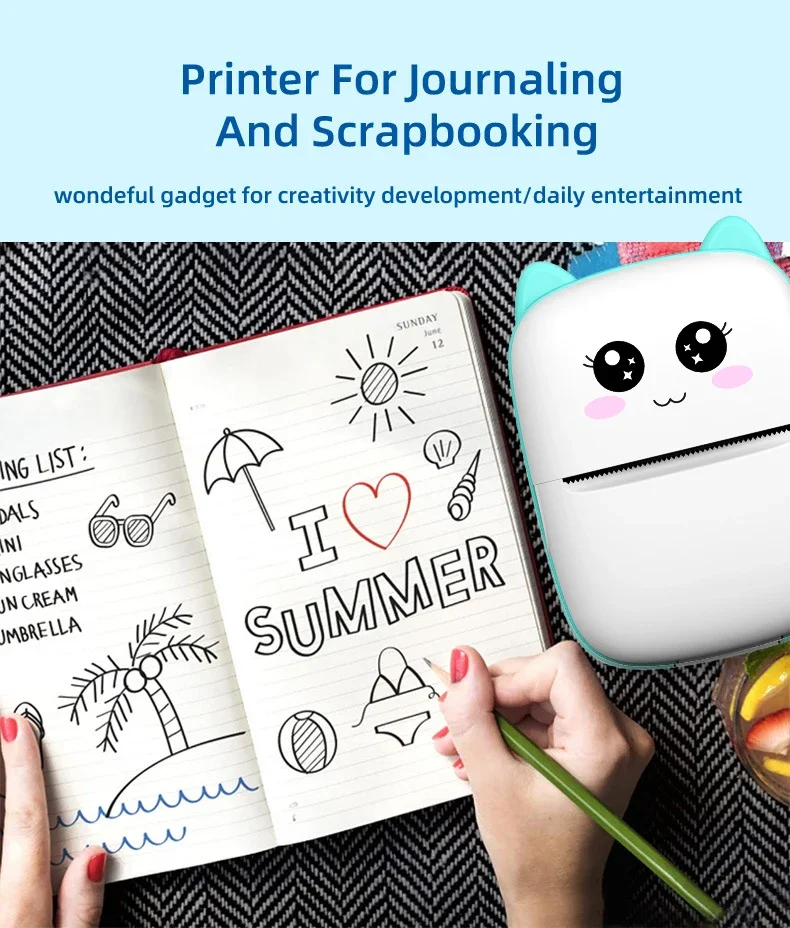 Portable thermal printer mini cat print photo pocket thermal label printer 58mm printing wireless Bluetooth Android iOS printers 17 kf Sb297221412154640adf7c52bf2d9814aY