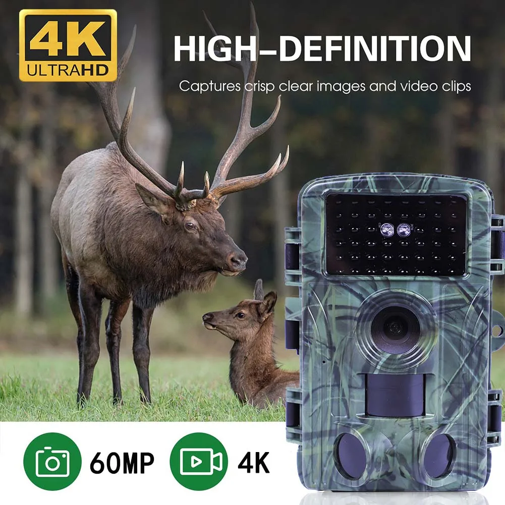 Outdoor Wireless 4K 60MP 30MP Shooting Wildlife Wifi Trail Camera Night Vision 2.0 Inch WiFi Connection Trail Hunting Camera