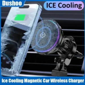Magnetic Ice Cooling Car Wireless Charger Dock Fast Charging Station for iPhone 16 15 14 13 12 Pro Max Car Phone Holder Stand