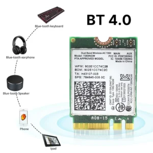 7260AC Bluetooth4.0 WiFi 1200Mbps Wireless Network Card NGFF M.2 Wifi Dongle 802.11AC Dual Band 2.4G 5G For Laptop 7260NGW