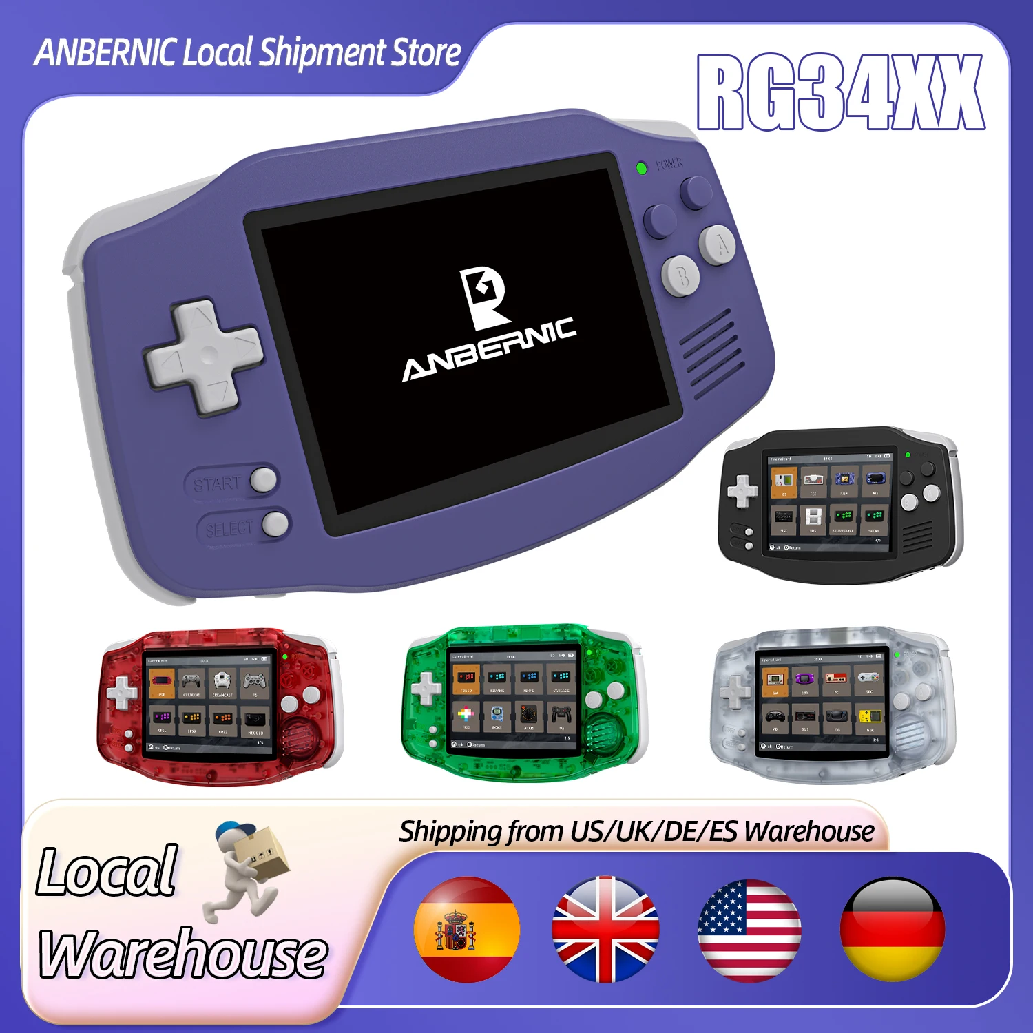 ANBERNIC RG34XX Handheld Game Console Linux 64-bit 3500mAH Bluetooth 3.4” IPS Screen RG 34XX Retro Video Gaming Players PSP