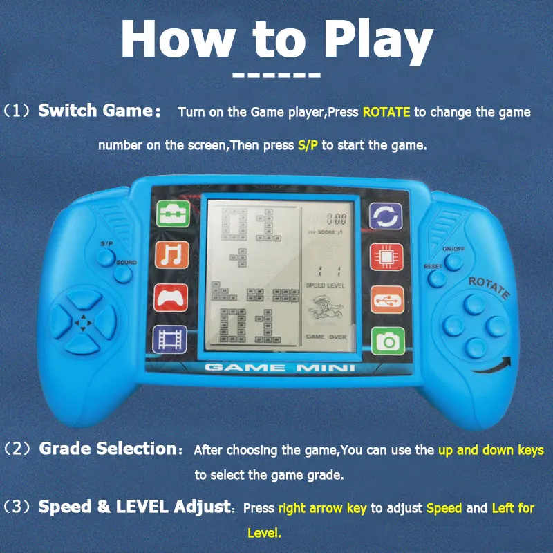 Portable Classic Handheld Game Players Puzzle Nostalgic Game Console Children Educational Electronic Toys Large Screen