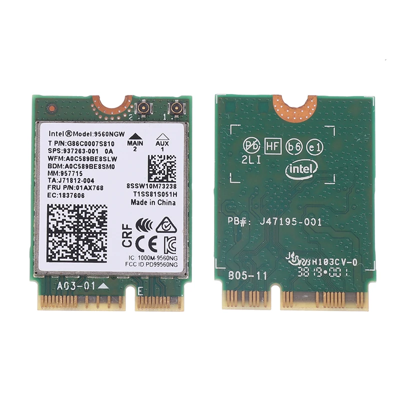 9560NGW WiFi Card+Antenna 1733Mbps Wireless AC 9560 Dual Band 2.4G/5G BT 5.0 802.11Ac M.2 CNVI 9560NGW Wireless Adapter