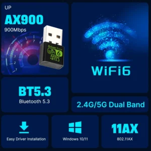 kf-Sc11ecbd0e8ba4ec988c10094357309b1h WiFi 6 AX900 Bluetooth 5.3 WiFi USB Adapter Wireless Network Card 2.4G&5GHz Wi-Fi Antenna USB For PC/Laptop Win10/11 Driver Free