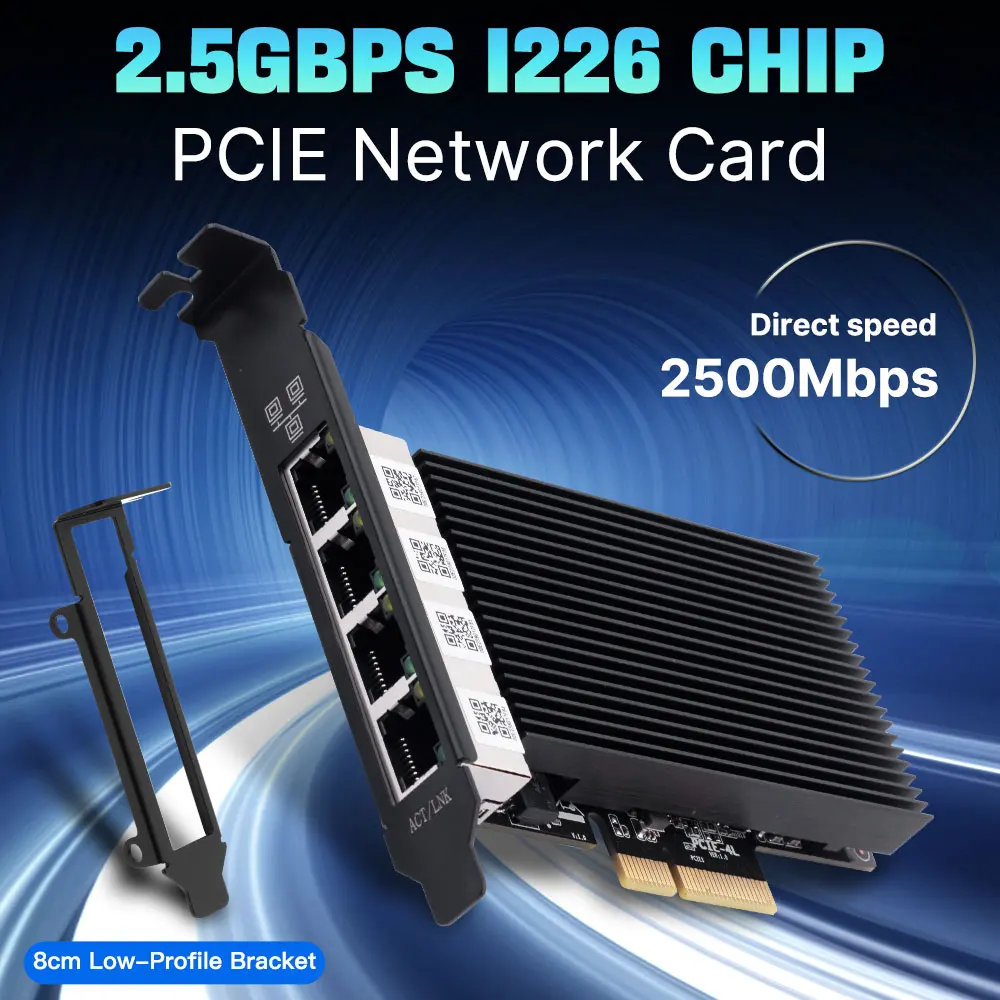 kf-Sc7a32cc39d754b56bfebb73ea0739918H Fenvi 2500Mbps PCI-E To RJ45 Network Card I226 Chip 2.5G 100/1000/2500Mbps Gigabit Ethernet Four Ports For Desktop Win10/11