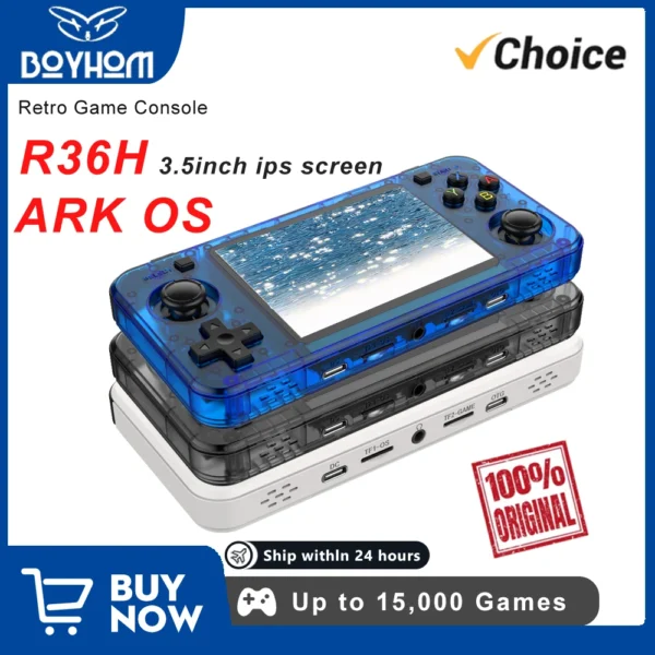 BOYHOM R36H Dual-RAM & Genuine Linux ARKOS Retro Handheld Classic Game Consoles 3.5 inch IPS Screen Portable Video Player
