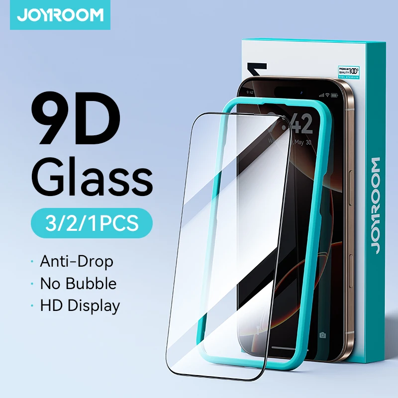 Joyroom 3/2/1PCS HD Glass For iPhone 17 16 15 Pro Max Screen Protector Full Screen Tempered Glass Protection For iPhone 17 16 15