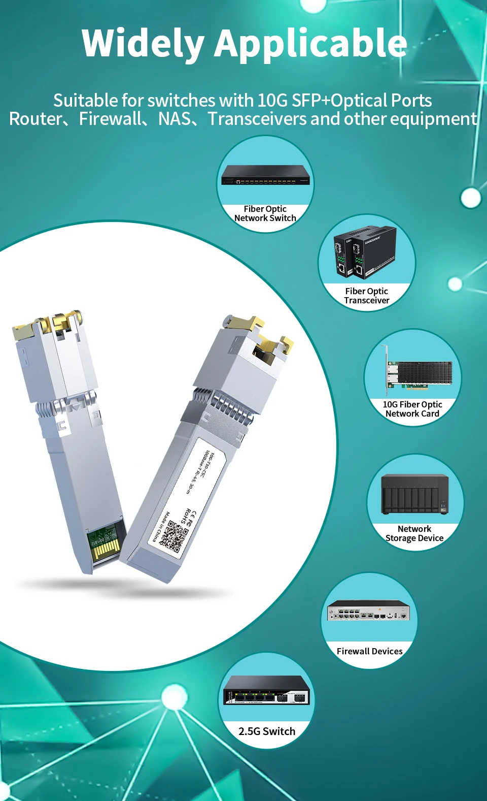 LIANGUO 10G SFP+ Module Copper 10GBase-T Modules Optical Port SFP+ to RJ45 Ethernet Port 2.5G Transceiver Module 10 kf Scfc2835a65d04301b8bca6737ea16bb30