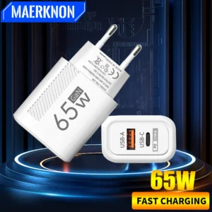 GaN USB C Charger 65W Fast Charging EU/US Plug Phone Charger Adapter For iPhone Samsung Xiaomi Quick Charge Type C Wall Charger