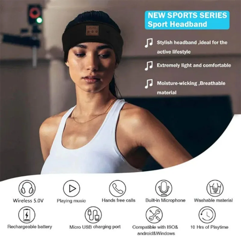HYE Bluetooth Earphones Sports Sleeping Headband Elastic Wireless Headphones Music Eye Mask Wireless Bluetooth Headset Headband