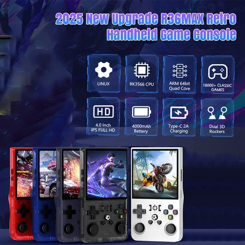 WDYQJE Gaming Console Handheld R36MAX Retro Handheld Game Console Linux System 4'' IPS Screen R36 Portable Pocket Video Player 3 WDYQJE Gaming Console Handheld R36MAX Retro Handheld Game Console Linux System 4'' IPS Screen R36 Portable Pocket Video Player - Image 3