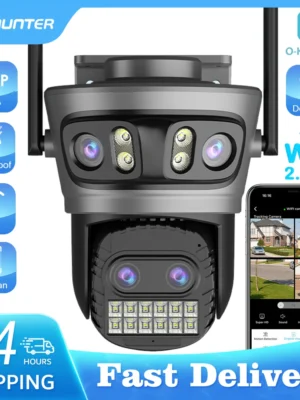 20MP Outdoors Wifi Camera 10K HD Three Lens Security 5G PTZ IP Camera 10X Digital Zoom Lens Human AI Auto Detect Tracking Camera