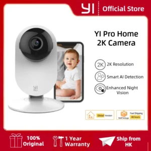 YI Pro Home 2K Wifi Surveillance Camera 3MP IP CCTV Smart Home Baby Pet Monitor Security Protection Compatible with Alexa