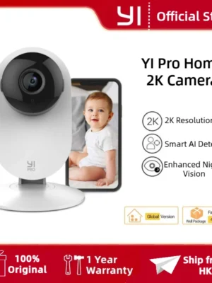 YI Pro Home 2K Wifi Surveillance Camera 3MP IP CCTV Smart Home Baby Pet Monitor Security Protection Compatible with Alexa